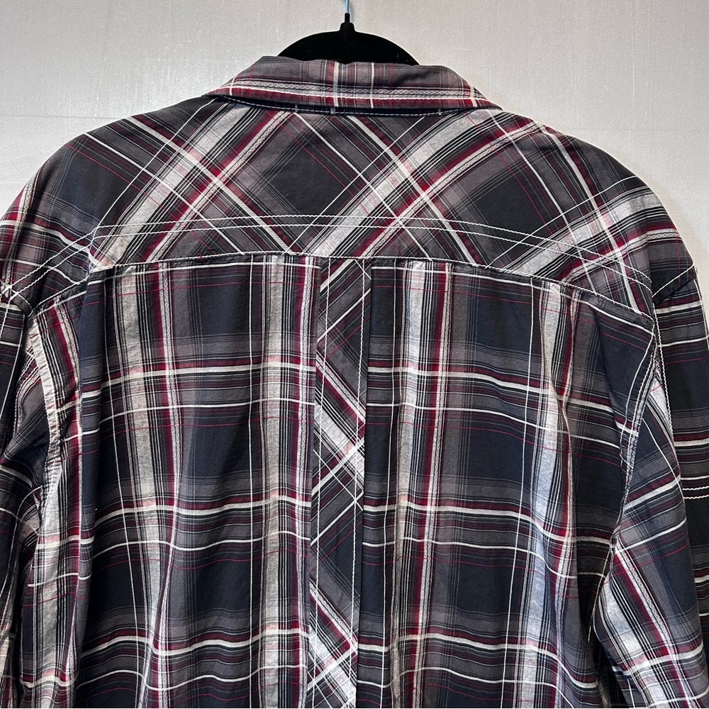 BKE Men’s Pearl Snap Black Red Plaid Western Style Athletic Fit Shirt Sz XXL - Picture 7 of 7